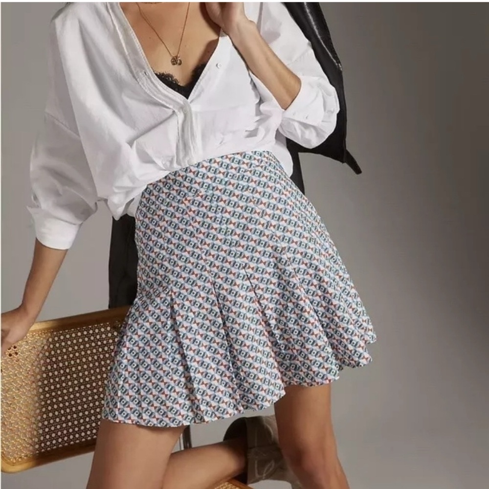 MAEVE Anthropologie Pleated Skater Mini Skirt‎